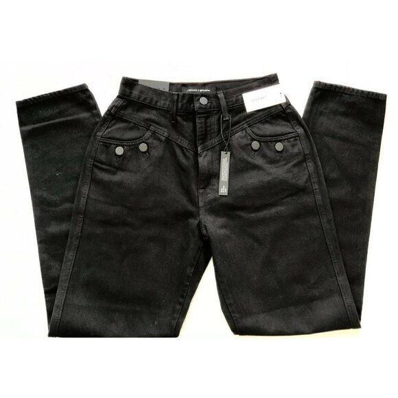 J Brand Women's Black X Elsa Hosk Playday Tapered High-rise Denim Jeans Size 25 - Picture 3 of 12